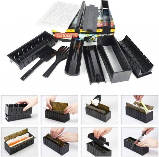 Sushi Maker Set Van 12 Sushi-vormen, Set Voor Het Bereiden Van Sushi Rijst Rol Sushi Maker Doe Het Zelf Keuken Complete Set Geschikt Voor Beginners