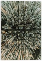 Dibond - Bovenaanzicht van Stad vol Gebouwen - 40x60cm Foto op Aluminium (Wanddecoratie van metaal)