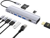 Sounix 9 ports USB-C Dock met stroomtoevoer -  HDMI 4K, USB-C en 3x USB 3.0 - Lan