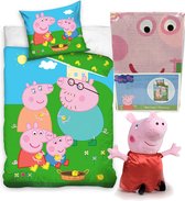 Peppa Pig Peuter Dekbedovertrek Family - 100 x 135 cm-katoen, incl Pluche Peppa Pig 20cm