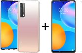 Huawei p smart 2021 hoesje case siliconen transparant hoesjes cover hoes - 1x Huawei p smart 2021 screenprotector