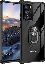 BackCover met Ring - Telefoonhoesje - Hoesje voor Samsung Note 20 Transparant - Zwart