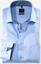 OLYMP Luxor Modern Fit overhemd - lichtblauw tricot (contrast) - Strijkvrij - Boordmaat: 38