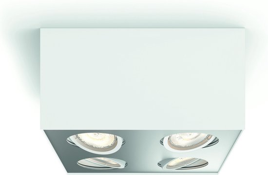 Philips Box opbouwspot - 4-lichts - wit