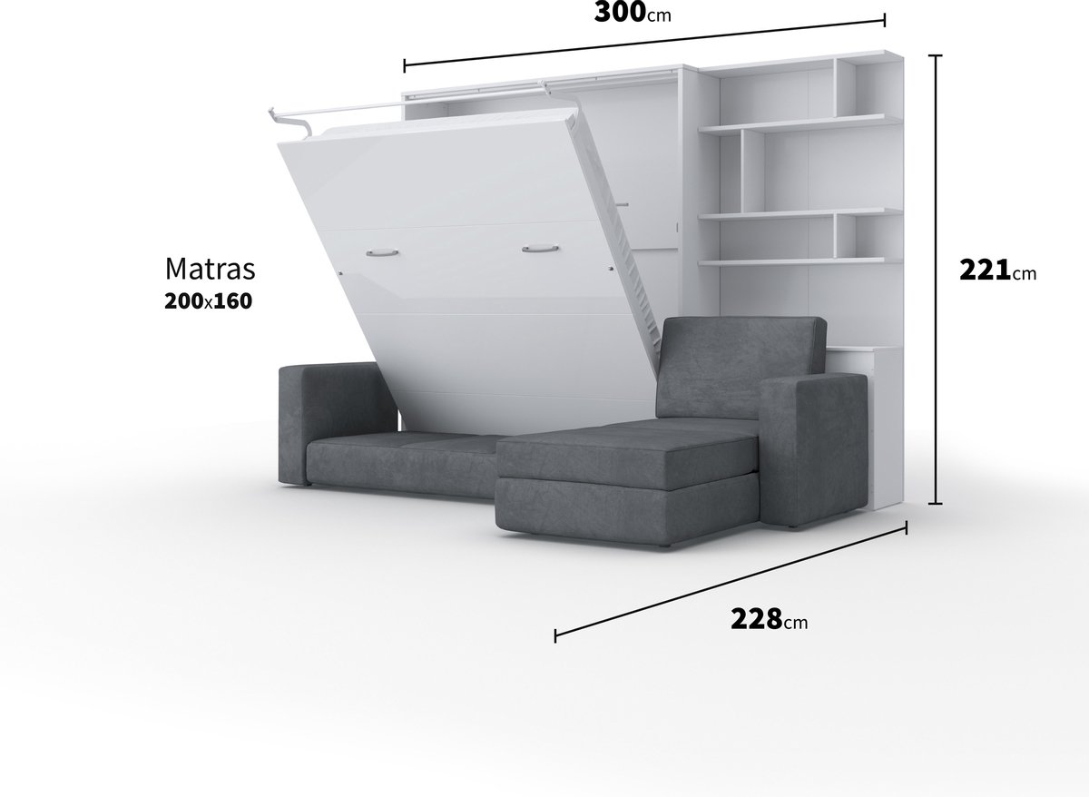 INVENTO SOFA MAX Lit pliant vertical avec canapé d'angle - Lit escamotable  - Lit... | bol.com
