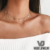 Vigos Jewelry - Sterren ketting goud  - Goudkleur - Choker - Collier voor Vrouw Dames