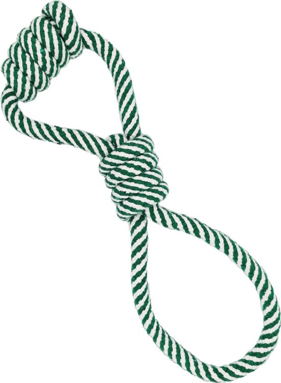 Viervoetjes - Dubbele lus - Trektouw - Groen - Honden Speelgoed - HondenSpeeltjes - HondenTouwen