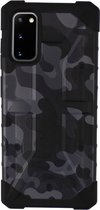 Backcover Shockproof Army - Hoesje met legerprint - Telefoonhoesje voor Samsung S20 - Zwart