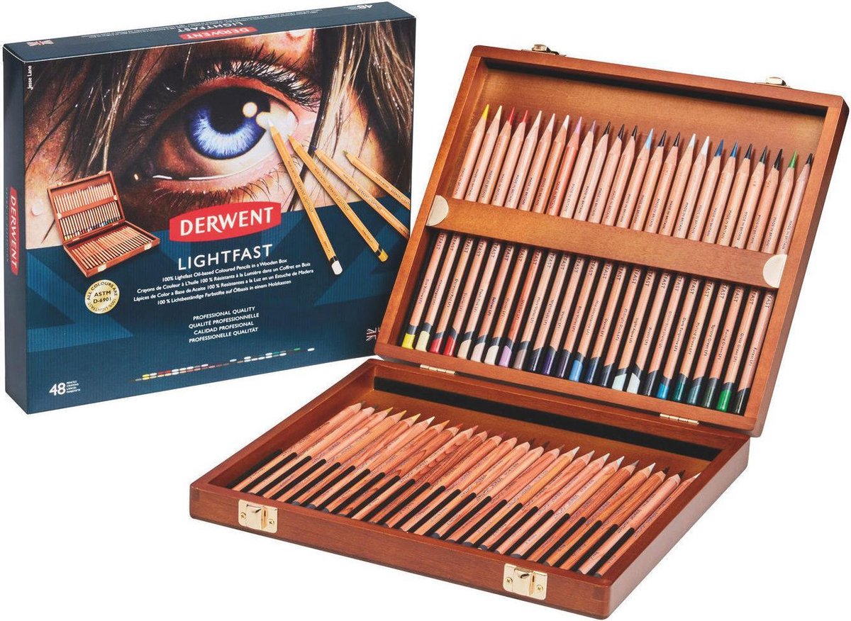 Derwent - Lightfast Pencil Wooden Box with 48 Pencils