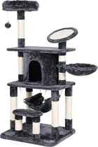 Hoppa! Kattenboom met Meerdere Niveaus - Rookgrijs - Sisal/Fluweel - 55 x 90 x 145