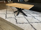 Industriële eikenhouten salontafel, kleur: naturel | Matrix-onderstel mat zwart