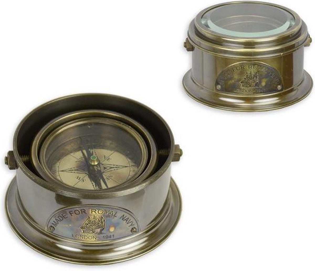 Royal Navy kompas - Messing Kompas - Britse Marine - 6.3 cm hoog