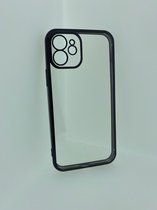 iPhone 12 Hoesje Transparant|Zwart| - Apple iphone 12 - Cameralensbescherming