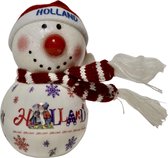 Holland Kerstbal Kleur - Sneeuwpop met Rode Neus en Rode Kerstmuts - Lichtgevende Neus - 1 stuk
