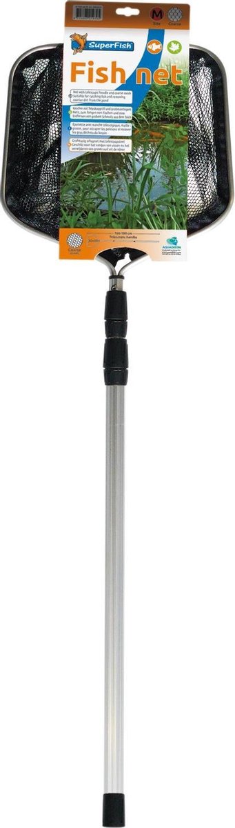 Tele schepnet medium 30x30 cm met telescopishe steel 180 cm