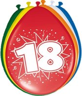 18 jaar Ballonnen div kleuren.  8 stuks, Verjaardag