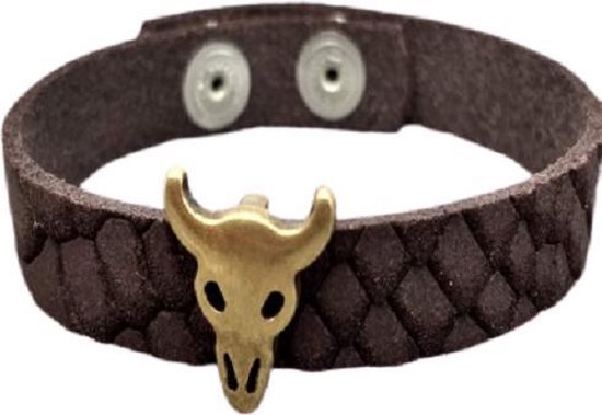 Little Bijoux armband-Dark brown snake buffel