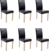 Eetkamerstoelen - Set van 6 - Zwart - Leer - Stabiel