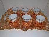 Busem 6 persoons Gold met witte porselein koffieset