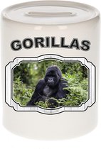 Dieren liefhebber gorilla spaarpot  9 cm jongens en meisjes - keramiek - Cadeau spaarpotten gorilla apen liefhebber