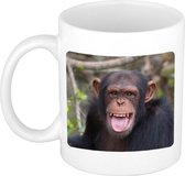 Dieren chimpansee foto mok 300 ml - cadeau beker / mok apen liefhebber