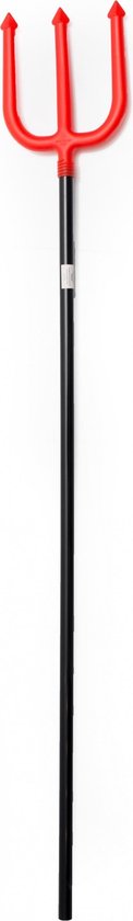 Zwarte drietand met rode kop en een zwarte steel, 112 cm