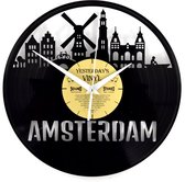 Klok gemaakt van een echte LP - Skyline Amsterdam - Vinyl - Met geschenkverpakking