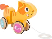 Trekfiguur / trekdier hout - Kitty de kat - Houten speelgoed vanaf 1 jaar