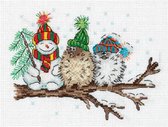 borduurpakket vrienden op een tak - kerst - winter