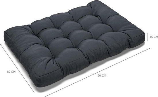 Palletkussen Basic comfort zitgedeelte grijs 120x80x15cm