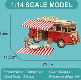 Houten 3D puzzel - houten bouwpakket - VW Camper bus - 242 onderdelen - Robotime - ROKR - niveau 4