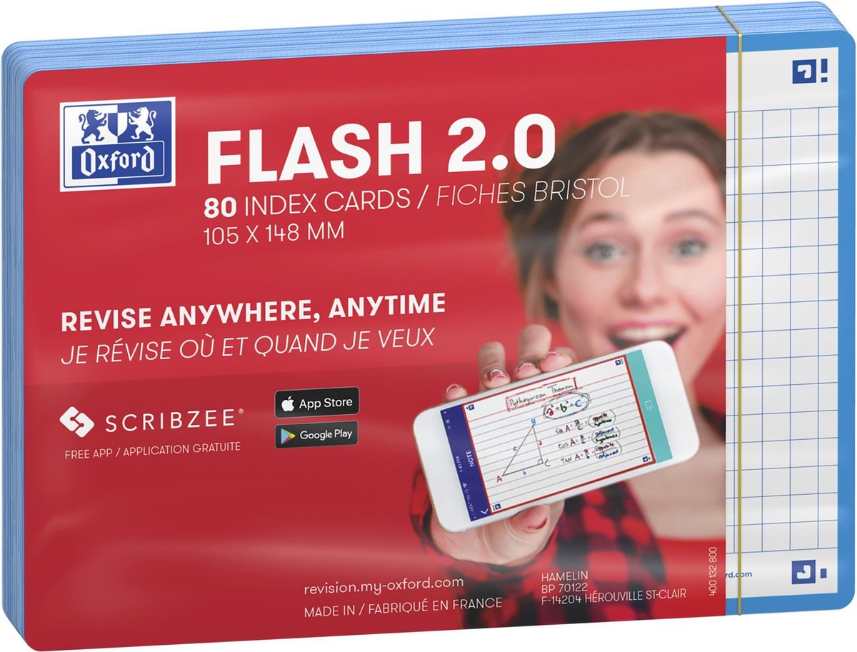 Flashcard Oxford 2.0 75x125mm 80vel 250gr lijn roze