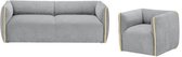 MOTIVHOME - CLIO 3-zitsbank + fauteuil - grijze en gele stof