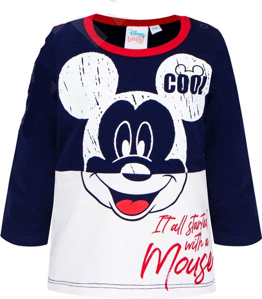 Disney - Mickey Mouse - baby/peuter - longsleeve - blauw/wit - maat 18-24 mnd (86/92)