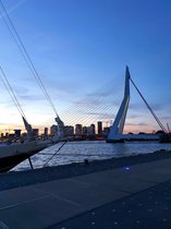 NU IN PRIJS VERLAAGD - Aluminium foto print Rotterdam - Erasmusbrug met De Eendracht - Wanddecoratie metaal - Schilderij