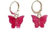 Vlinder oorbellen - Oorbellen zilver roze vlinder - Zilveren vlinder oorbellen - Oorbellen vlinder hangertje - vlinder oorbellen - vlinder - oorbellen vlinder -  hanger oorbellen v