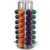 KitchenBrothers Porte-capsule rotatif - Distributeur de gobelets et support - 42 capsules - Acier inoxydable - Argent
