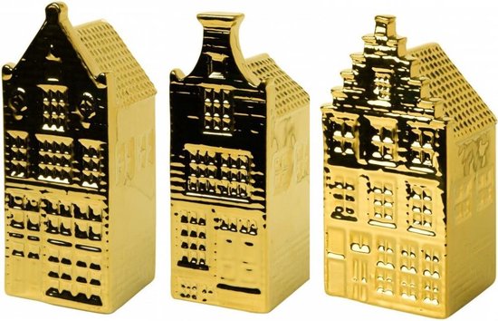 Huisjes decoratie set van 3 - Holland souvenir - gouden woonaccessoires -  relatie... | bol.com
