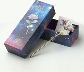 24k Galaxy Roos - Incl. Decoratie Doos - Gouden Rose - Valentijn Cadeautje Vrouw - Valentijnsdag Cadeautjes Voor Haar - Cadeautip met LED RGB kleur op de roos - Mangry