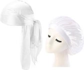 FRESHCOUPES Silky Bonnet & Durag Set - Wit - Geschikt voor optimale bescherming van jouw haren