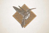 Line Art - Kolibrie 2 met achtergrond - M - 61x60cm - Eiken - geometrische wanddecoratie
