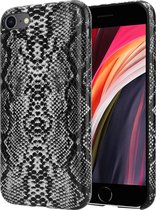 ShieldCase Slangenleer hoesje geschikt voor Apple iPhone SE 2020 / SE 2022 - zwart-wit