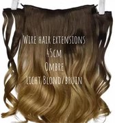 Wire Hair Extensions Clip Hairextensions met visdraad Ombré Balayage net Echt haar 45cm