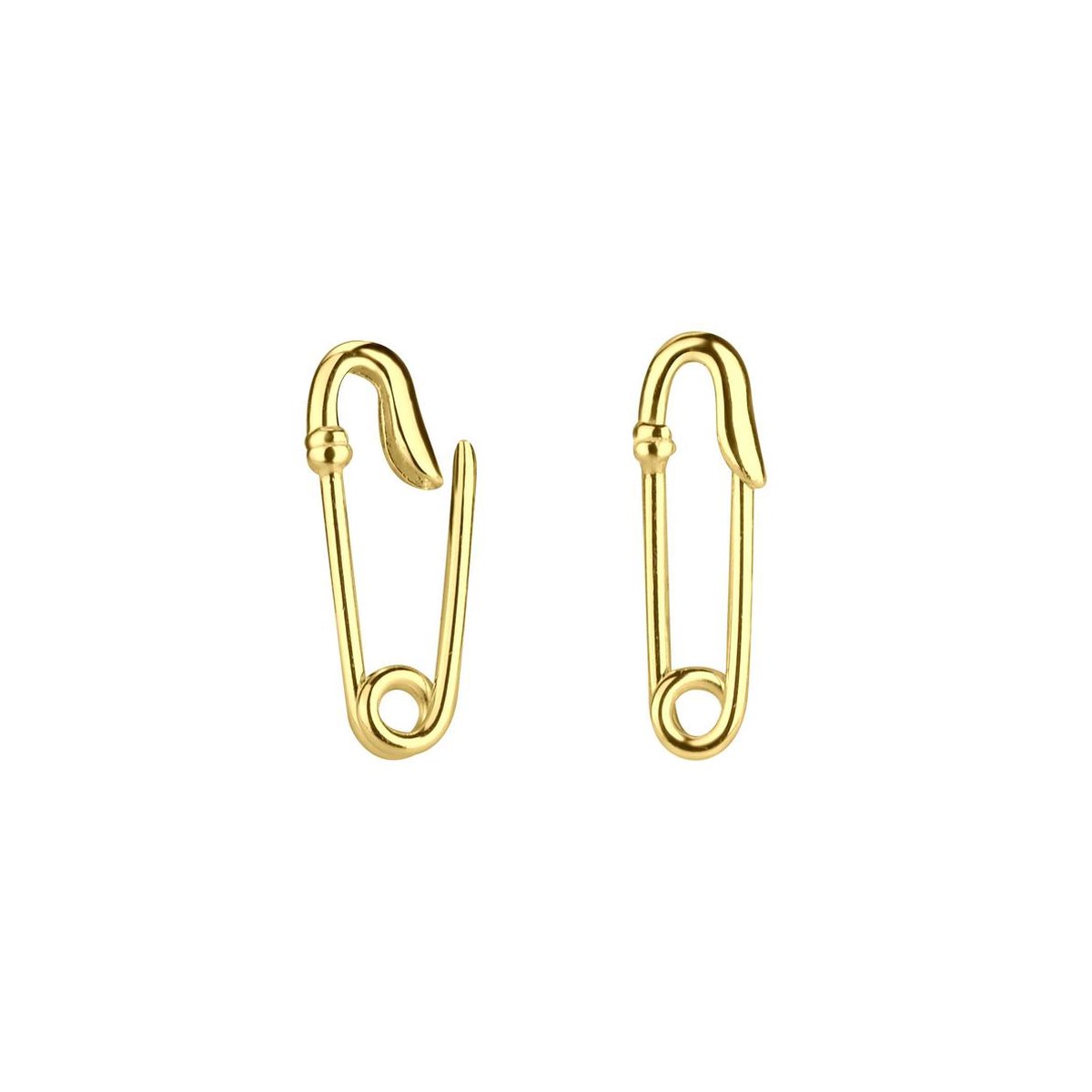 Joy|S - Zilveren veiligheidsspeld oorbellen 4 x 15 mm - gold plated