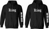 Hoodie set heren-King met datum-Hoodie set voor gay koppel-Zwart-Maat XL