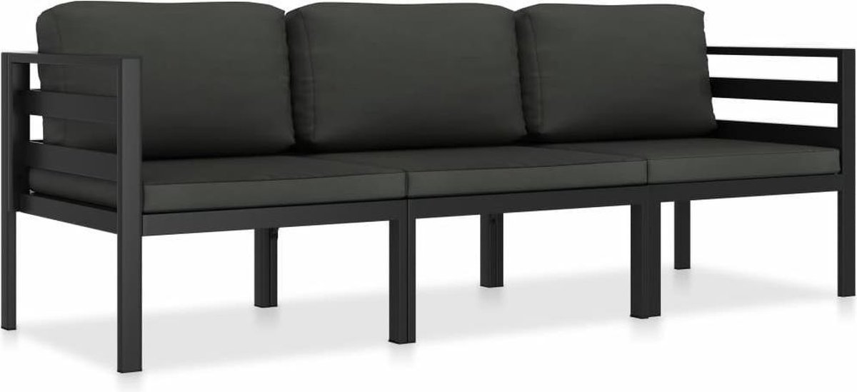 Bol.com vidaXL - 3-delige - Loungeset - met - kussens - aluminium - antraciet aanbieding