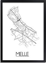 Melle Plattegrond poster A3 + Fotolijst zwart (29,7x42cm) - DesignClaud