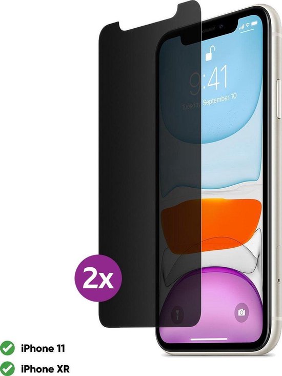 iPhone 11 Privacy Screenprotector iPhone Xr Privacy Screenprotector 2x bol