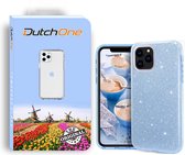 Iphone 12 Pro Max hoesje Blauw glitter - Hoesjes - Back Cover - Case