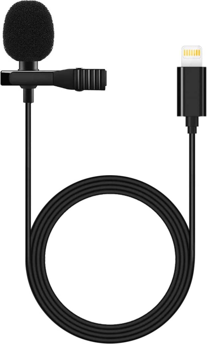 Microfoon voor iPad en iPhone - Lightning Aansluiting met Lavalier Lapel clip mic recording, 145cm kabel lengte
